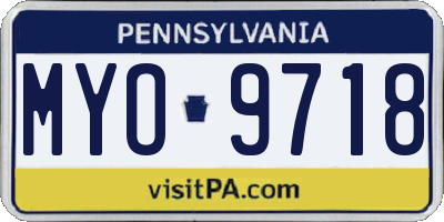 PA license plate MYO9718