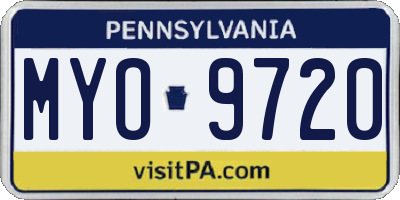 PA license plate MYO9720