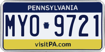 PA license plate MYO9721