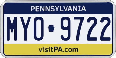 PA license plate MYO9722
