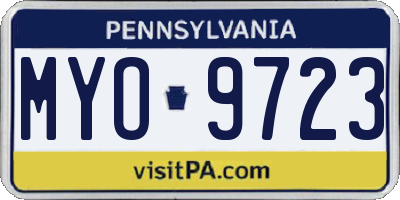 PA license plate MYO9723