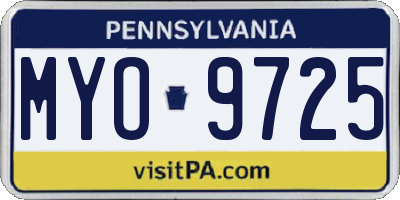 PA license plate MYO9725