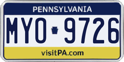 PA license plate MYO9726