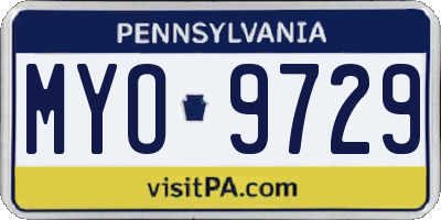 PA license plate MYO9729