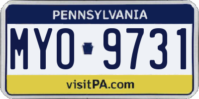 PA license plate MYO9731