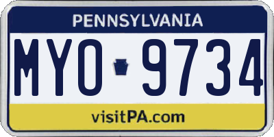 PA license plate MYO9734
