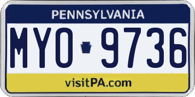 PA license plate MYO9736