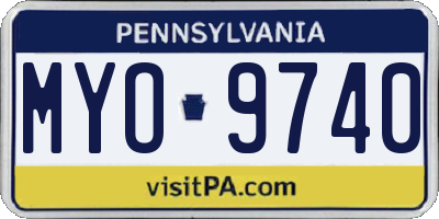 PA license plate MYO9740