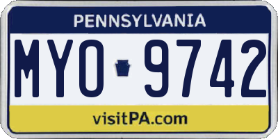 PA license plate MYO9742
