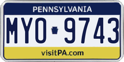 PA license plate MYO9743