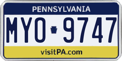 PA license plate MYO9747