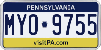 PA license plate MYO9755