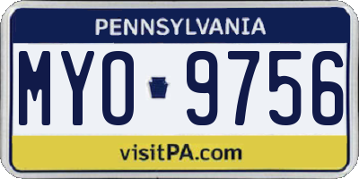 PA license plate MYO9756