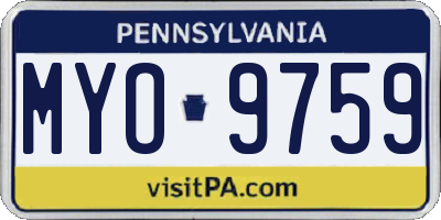 PA license plate MYO9759