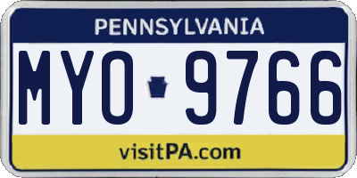 PA license plate MYO9766