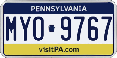 PA license plate MYO9767