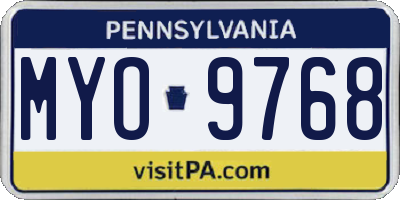 PA license plate MYO9768