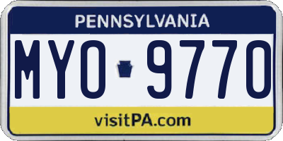 PA license plate MYO9770