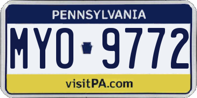 PA license plate MYO9772