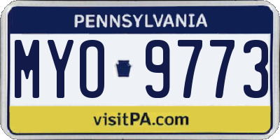 PA license plate MYO9773