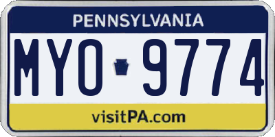 PA license plate MYO9774
