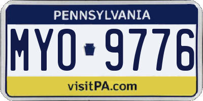 PA license plate MYO9776