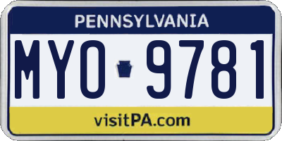 PA license plate MYO9781