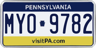 PA license plate MYO9782