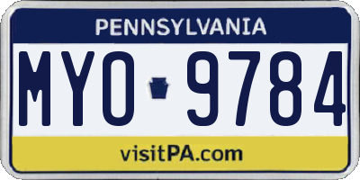 PA license plate MYO9784
