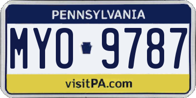 PA license plate MYO9787