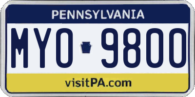 PA license plate MYO9800
