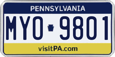 PA license plate MYO9801
