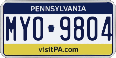 PA license plate MYO9804