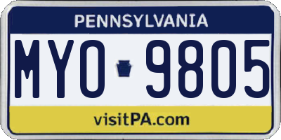 PA license plate MYO9805