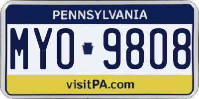 PA license plate MYO9808