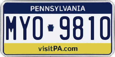 PA license plate MYO9810