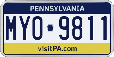 PA license plate MYO9811