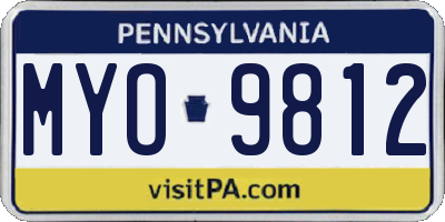 PA license plate MYO9812