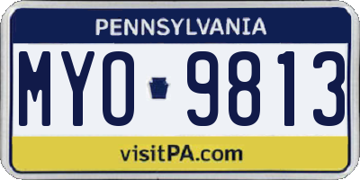 PA license plate MYO9813