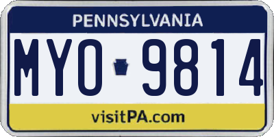 PA license plate MYO9814
