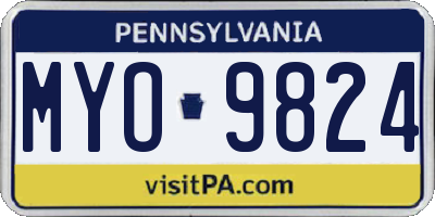 PA license plate MYO9824