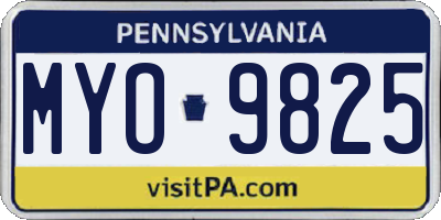 PA license plate MYO9825