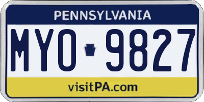 PA license plate MYO9827