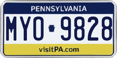 PA license plate MYO9828