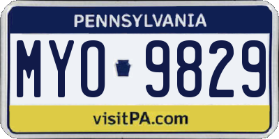 PA license plate MYO9829