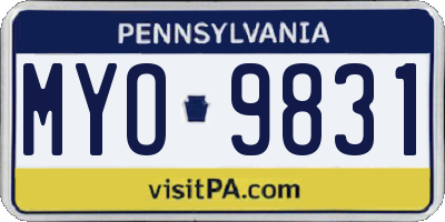 PA license plate MYO9831