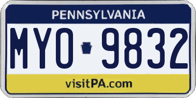 PA license plate MYO9832