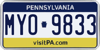 PA license plate MYO9833