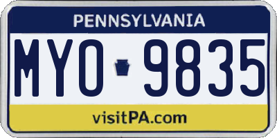 PA license plate MYO9835