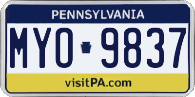 PA license plate MYO9837